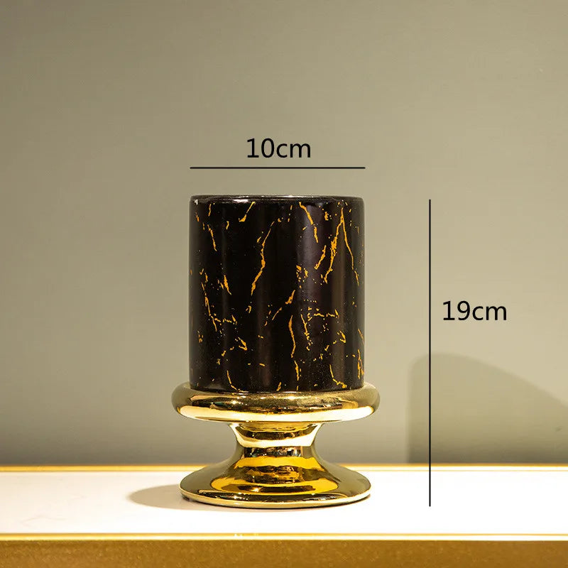 Ceramic Vase Marble Grain Tall Flowerpot Flower Arrangement Hydroponics Home Furnishing Decoration Vases Pots Terrarium