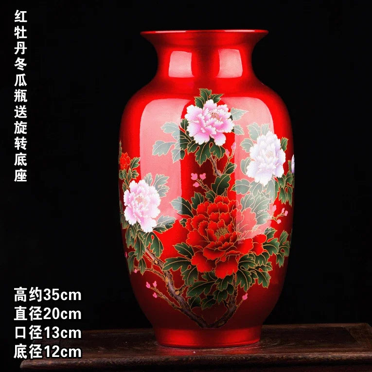 Jingdezhen Black Porcelain Flower Vase Crystal Glaze Handmade Shining Rose Vases Chinese Style Home Decor