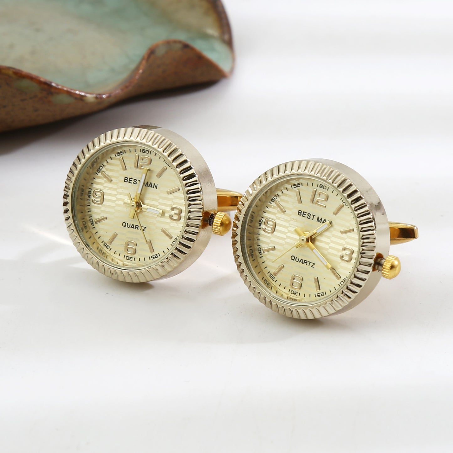 Luxury Retro Men's Watches Cufflinks French Shirts Cufflink Round Rotating Clock Buttons Men New High-end Business Jewelry Gifts