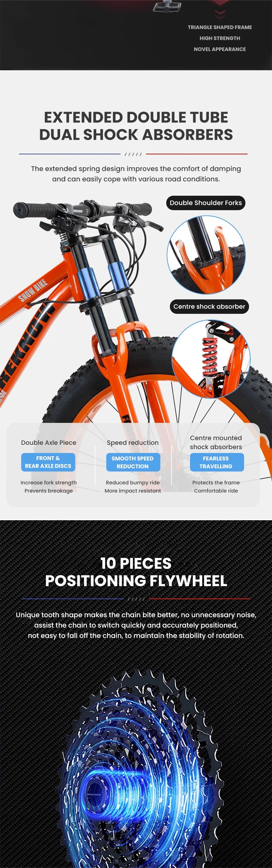 Snow Bike 24/26 Inch 21/24/27/30 Speed Spoke Wheel Mountain Bicycle 4.0 Fat Tires Hanging Type Disc Brake Beach Off Road