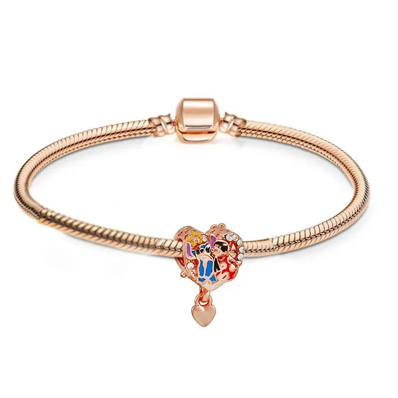 Disney Cartoon Mickey Minnie Mouse Bracelet for Women Copper Beaded Bracelet Accessories Girl Birthday Gift