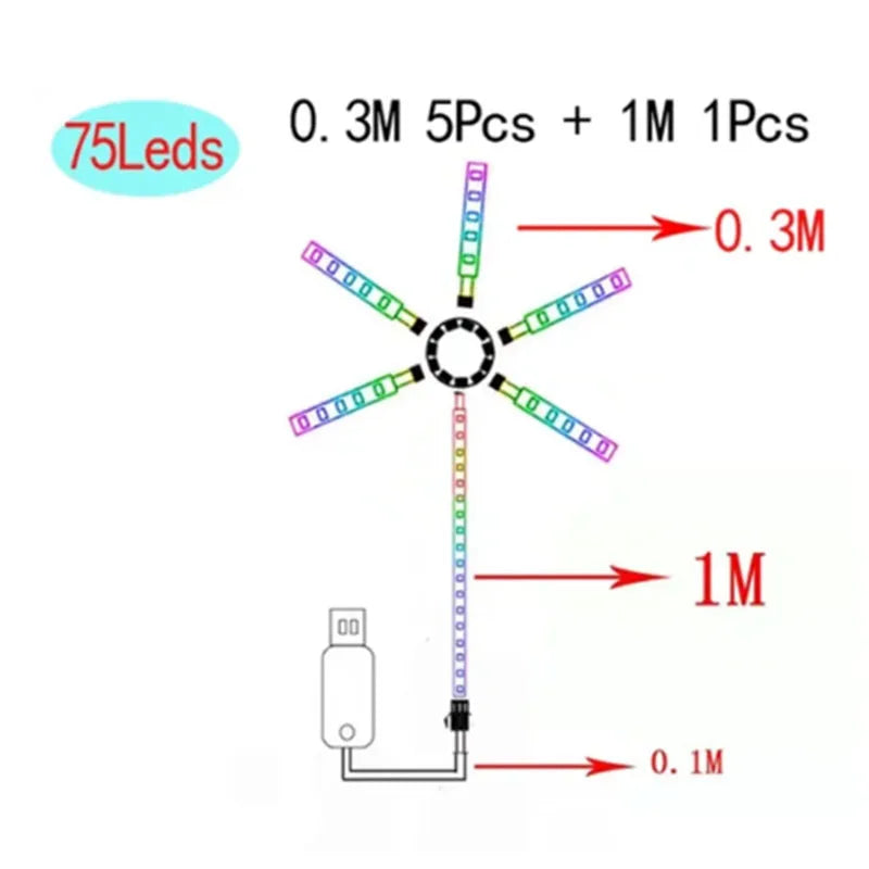 2024 LED Fireworks Light LED Garland RGB Neon String Light Bluetooth APP Control Music Sync Bedroom Wedding Decor Fairy Lights
