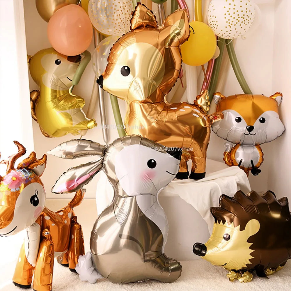 Animal Theme Foil Balloons Deer Rabbit Owl Squirrel Safari Party Decor Adult Kids Birthday Party Decoration Ballons Supplies