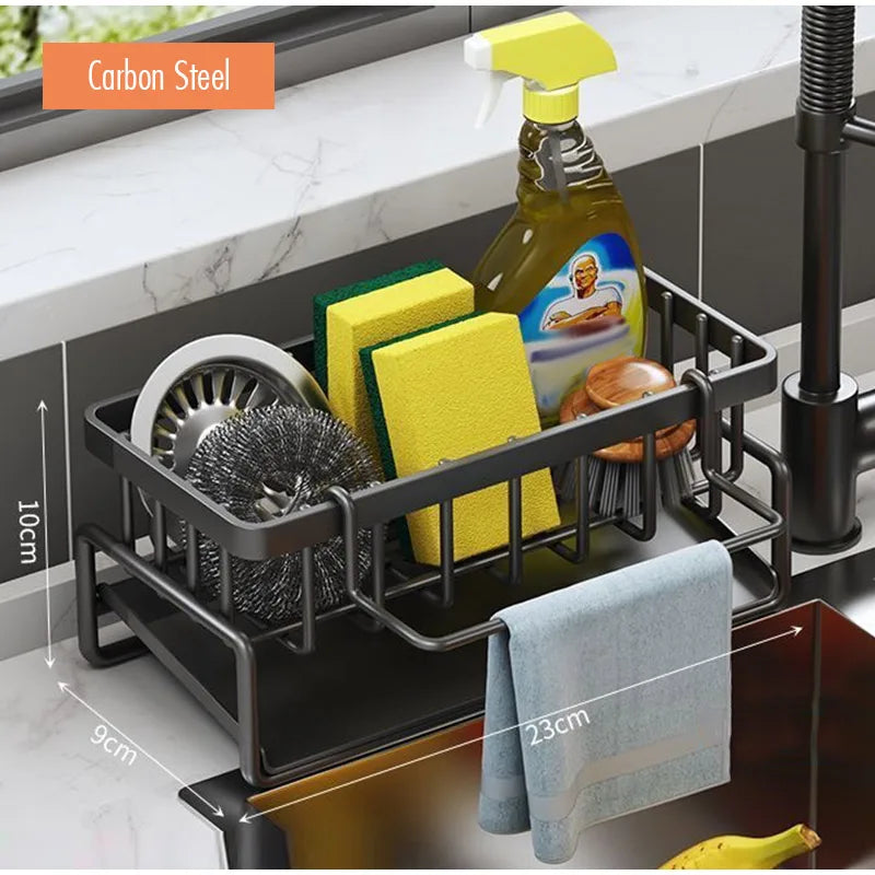Kitchen Sink Drain Rack Organizer Abs Plastic Self-draining Sink Shelf Soap Sponge Holder Dishcloth Towel Rack Filter Basket