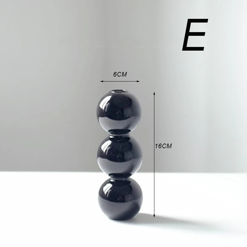 Creative Glass Hydroponic vase black candlestick glass candle stand Nordic Desktop Floral Arrangements Home Decoration Art