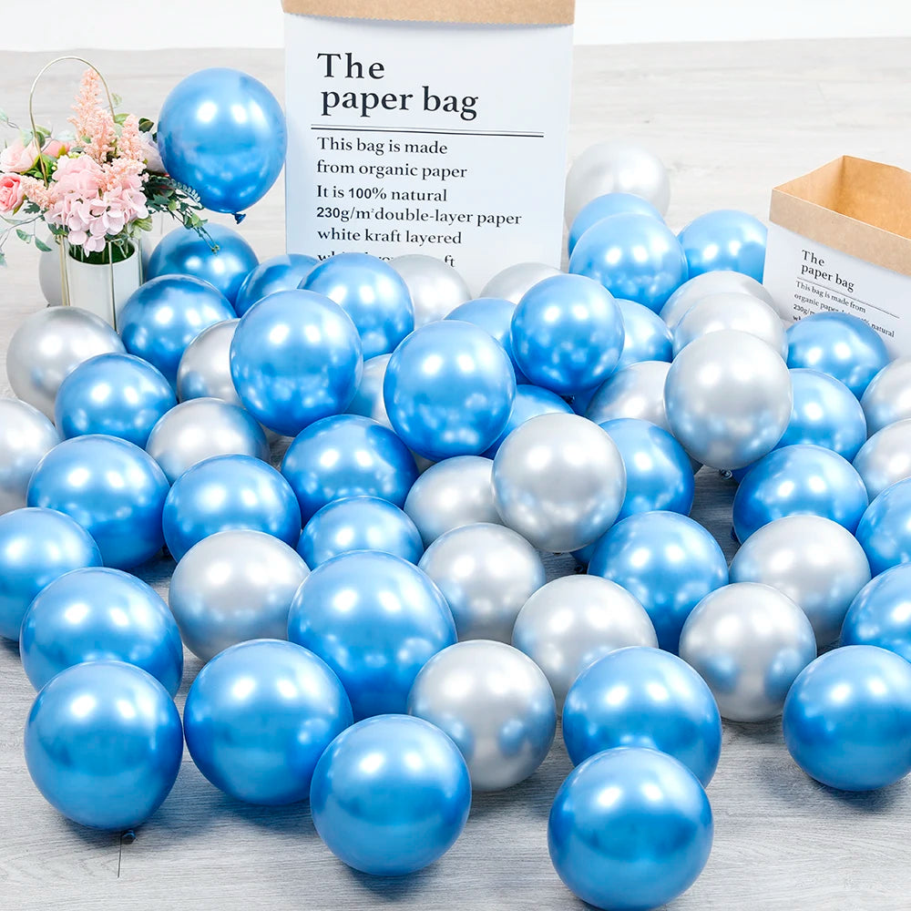 10Pcs 20pcs 5inch Gold Silver Purple Green Blue Metal Balloon Wedding Balloons Happy Birthday Latex Metal Chrome Ballon Decor