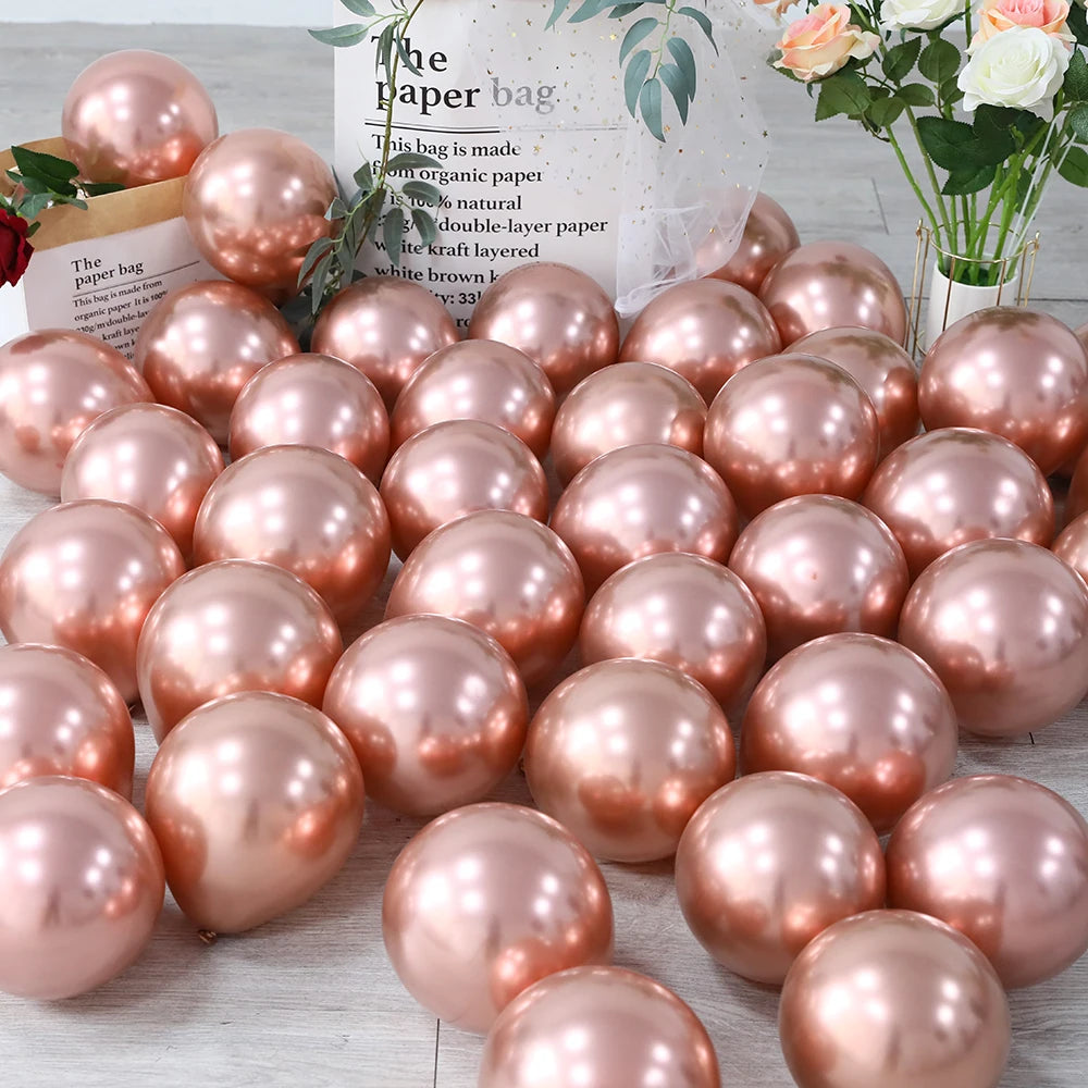 10Pcs 20pcs 5inch Gold Silver Purple Green Blue Metal Balloon Wedding Balloons Happy Birthday Latex Metal Chrome Ballon Decor