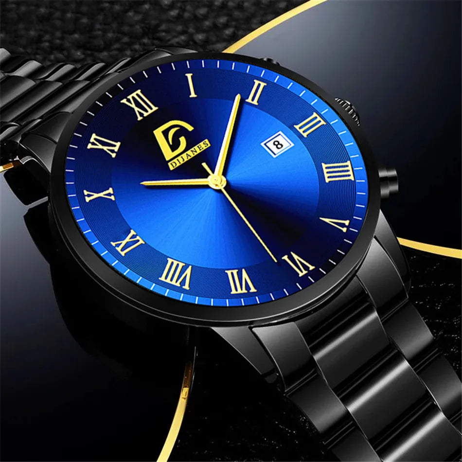 2023 Fashion Mens Gold Stainless Steel Watches Luxury Minimalist Quartz Wrist Watch Men Business Casual Watch relogio masculino