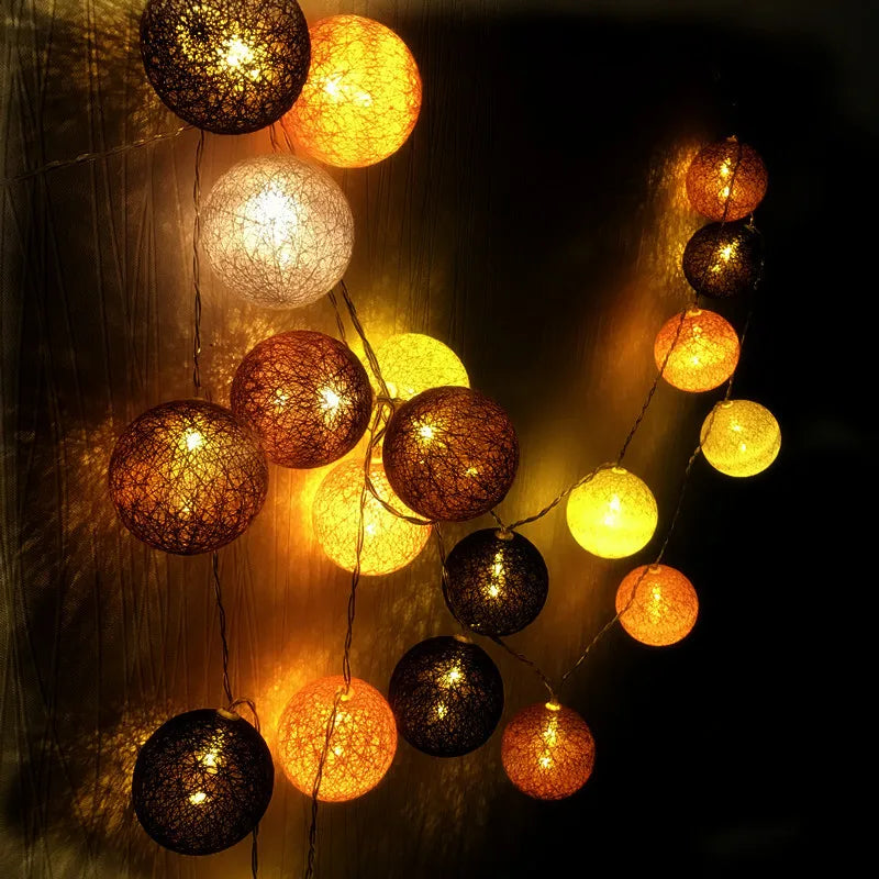 2M/3M LED Cotton Ball Light Chain Night Lights Garland Lights string Christmas Xmas Kids Bedroom Halloween Outdoor Lights