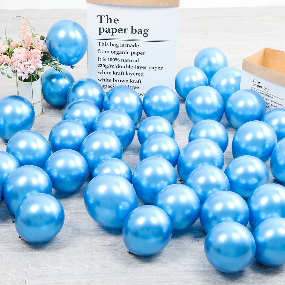 10Pcs 20pcs 5inch Gold Silver Purple Green Blue Metal Balloon Wedding Balloons Happy Birthday Latex Metal Chrome Ballon Decor