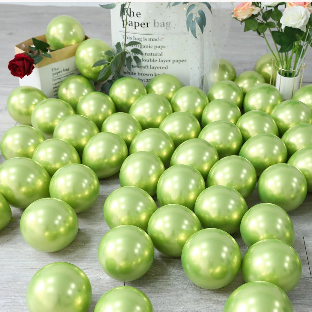 10Pcs 20pcs 5inch Gold Silver Purple Green Blue Metal Balloon Wedding Balloons Happy Birthday Latex Metal Chrome Ballon Decor