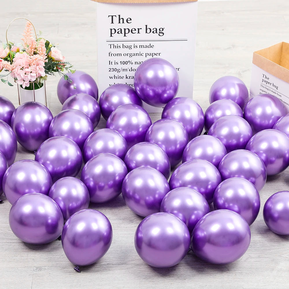 10Pcs 20pcs 5inch Gold Silver Purple Green Blue Metal Balloon Wedding Balloons Happy Birthday Latex Metal Chrome Ballon Decor