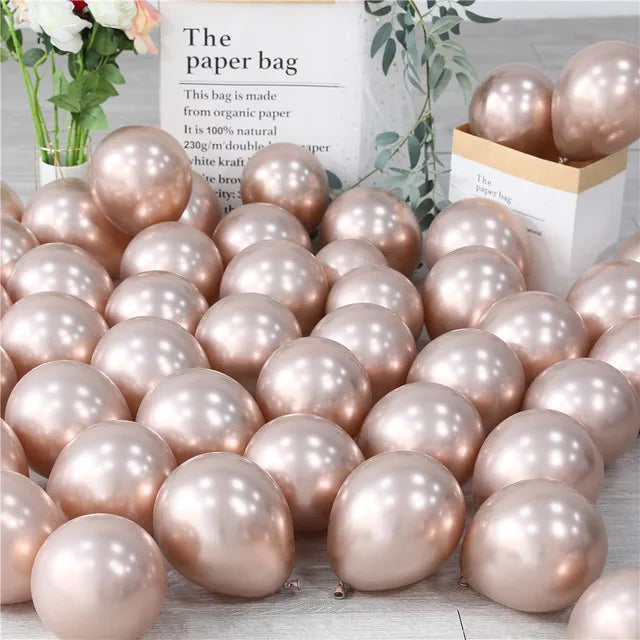 10Pcs 20pcs 5inch Gold Silver Purple Green Blue Metal Balloon Wedding Balloons Happy Birthday Latex Metal Chrome Ballon Decor