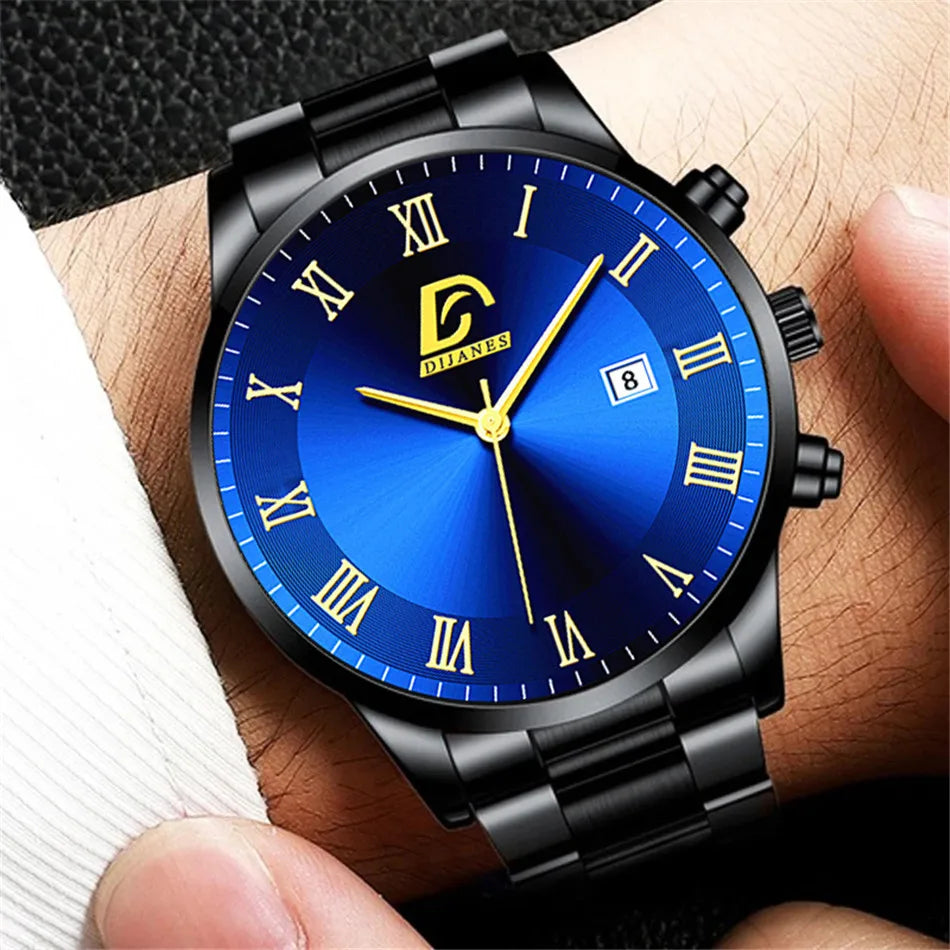 2023 Fashion Mens Gold Stainless Steel Watches Luxury Minimalist Quartz Wrist Watch Men Business Casual Watch relogio masculino