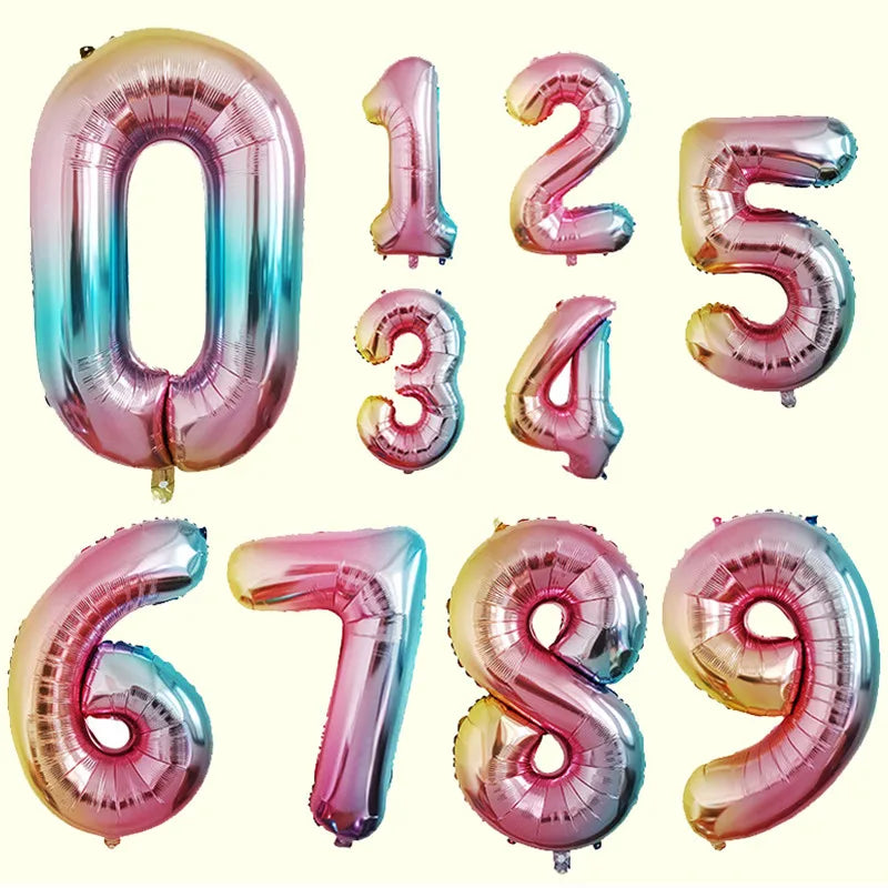 16 32 Inch Foil Number Balloons Wedding Happy Birthday Party Decorations Rose Gold Digital Globos Balloon Baby Shower Supplies