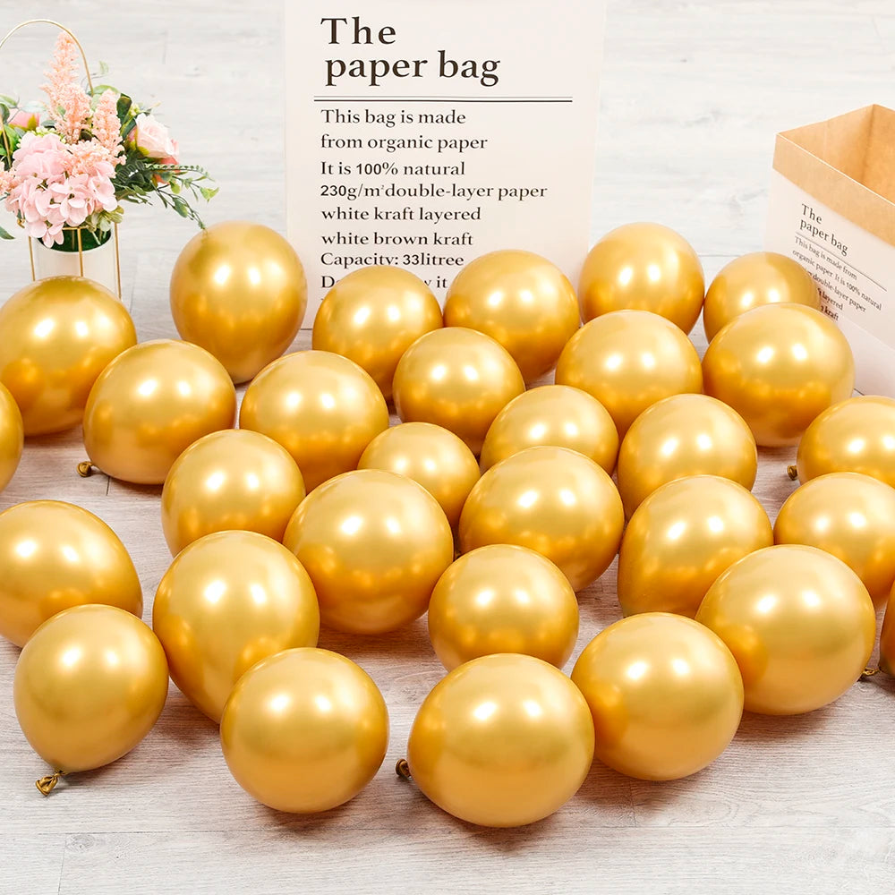 10Pcs 20pcs 5inch Gold Silver Purple Green Blue Metal Balloon Wedding Balloons Happy Birthday Latex Metal Chrome Ballon Decor