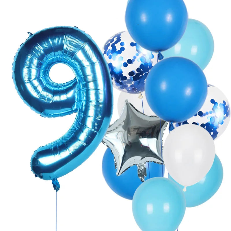 12pcs First Birthday Girl Boy Party Balloons Pink Number Baloon Birthday Decoration Kids 1 2 3 4 5 6 7 8 9 Years Party Supplies