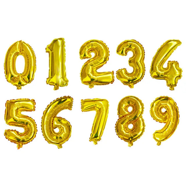16 32 Inch Foil Number Balloons Wedding Happy Birthday Party Decorations Rose Gold Digital Globos Balloon Baby Shower Supplies