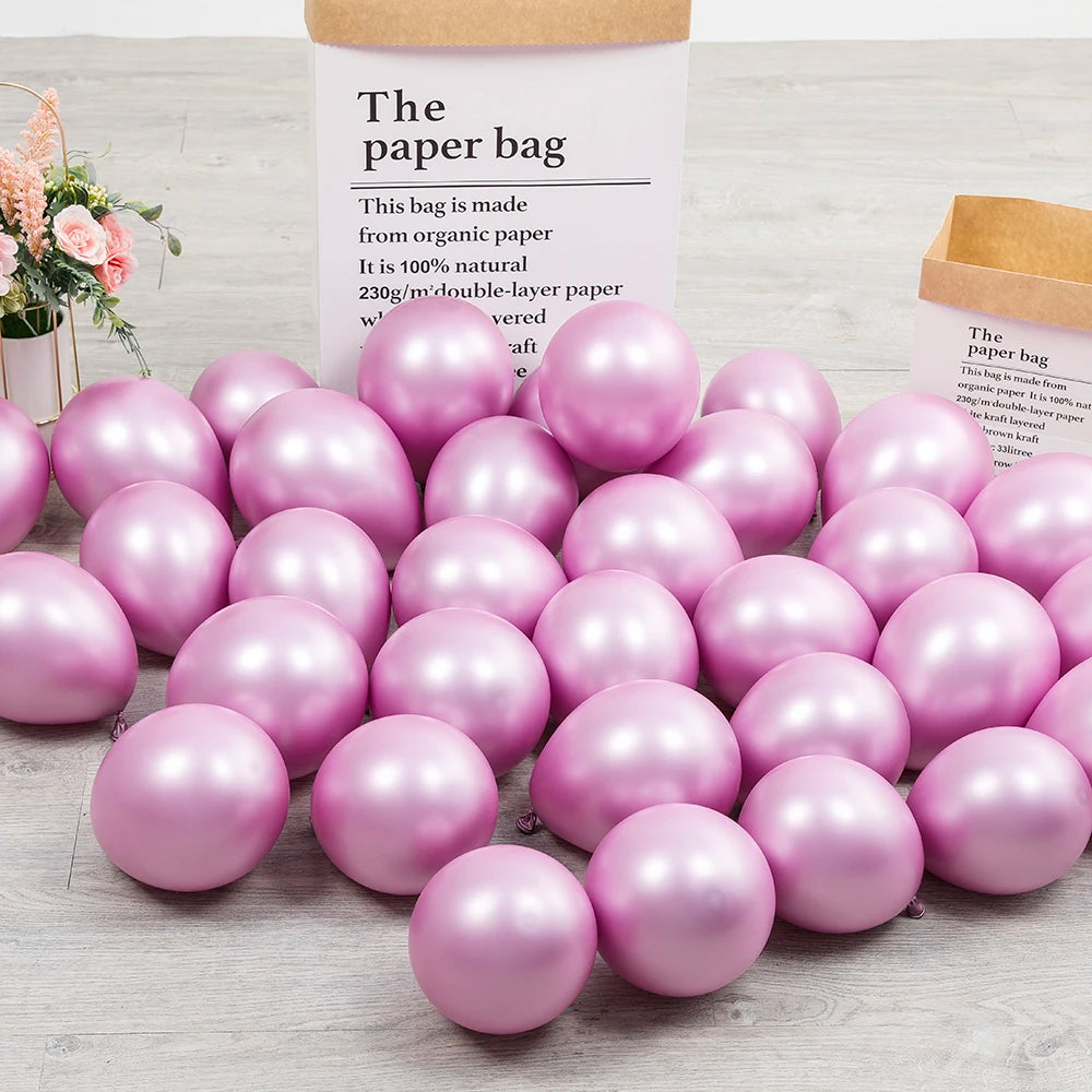 10Pcs 20pcs 5inch Gold Silver Purple Green Blue Metal Balloon Wedding Balloons Happy Birthday Latex Metal Chrome Ballon Decor