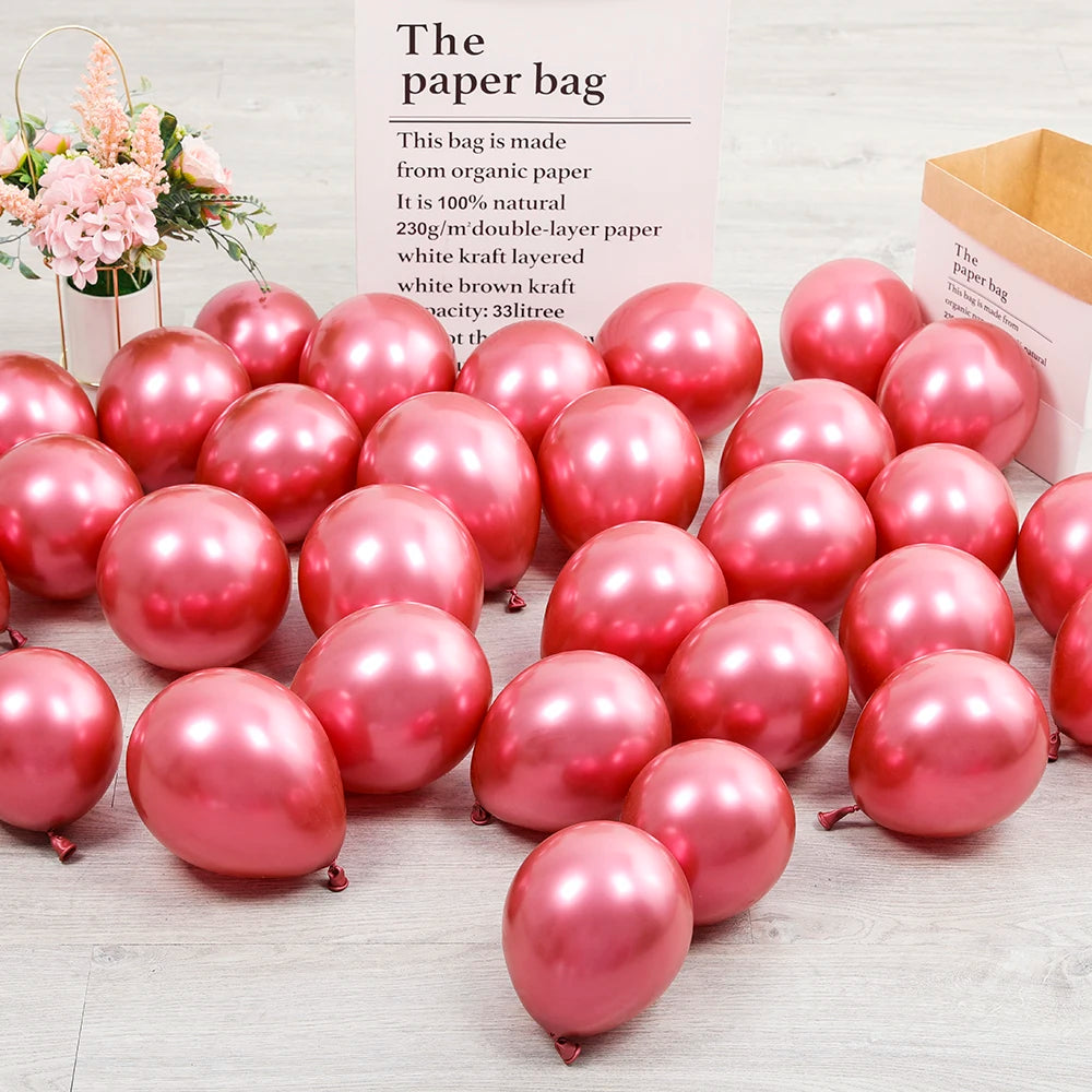 10Pcs 20pcs 5inch Gold Silver Purple Green Blue Metal Balloon Wedding Balloons Happy Birthday Latex Metal Chrome Ballon Decor