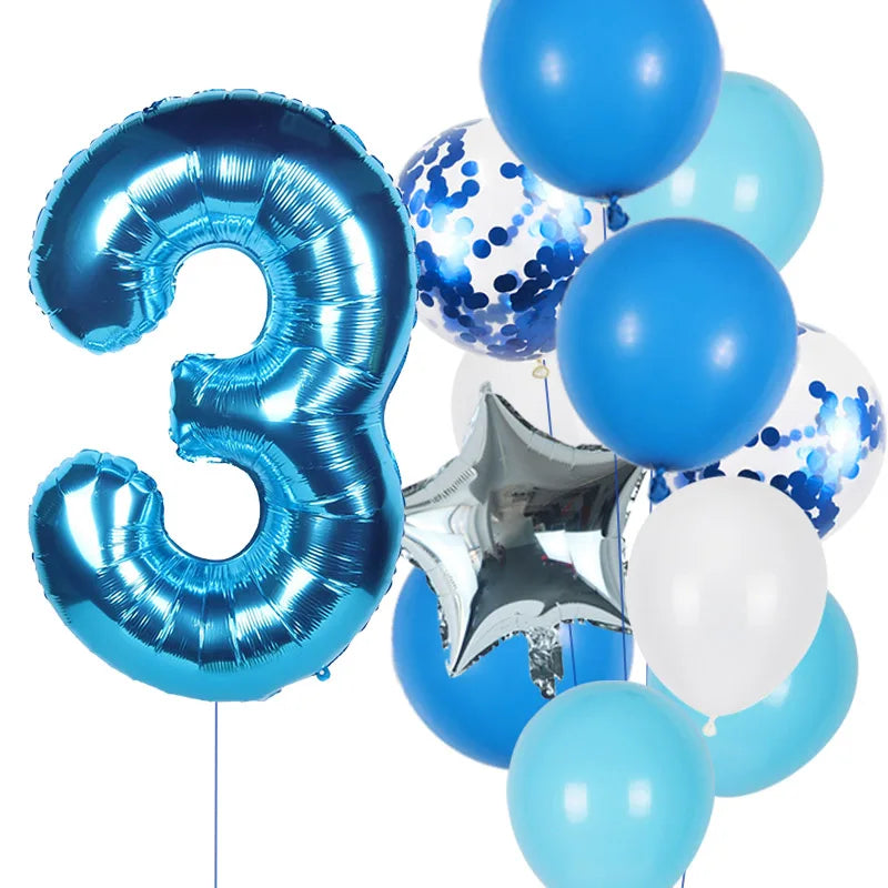 12pcs First Birthday Girl Boy Party Balloons Pink Number Baloon Birthday Decoration Kids 1 2 3 4 5 6 7 8 9 Years Party Supplies