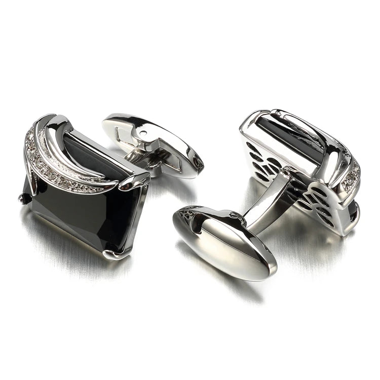 Low-key Luxury Glass Cufflinks for Mens Lepton Brand High Quality Square Crystal Cufflinks Shirt Cuff Links Relojes Gemelos