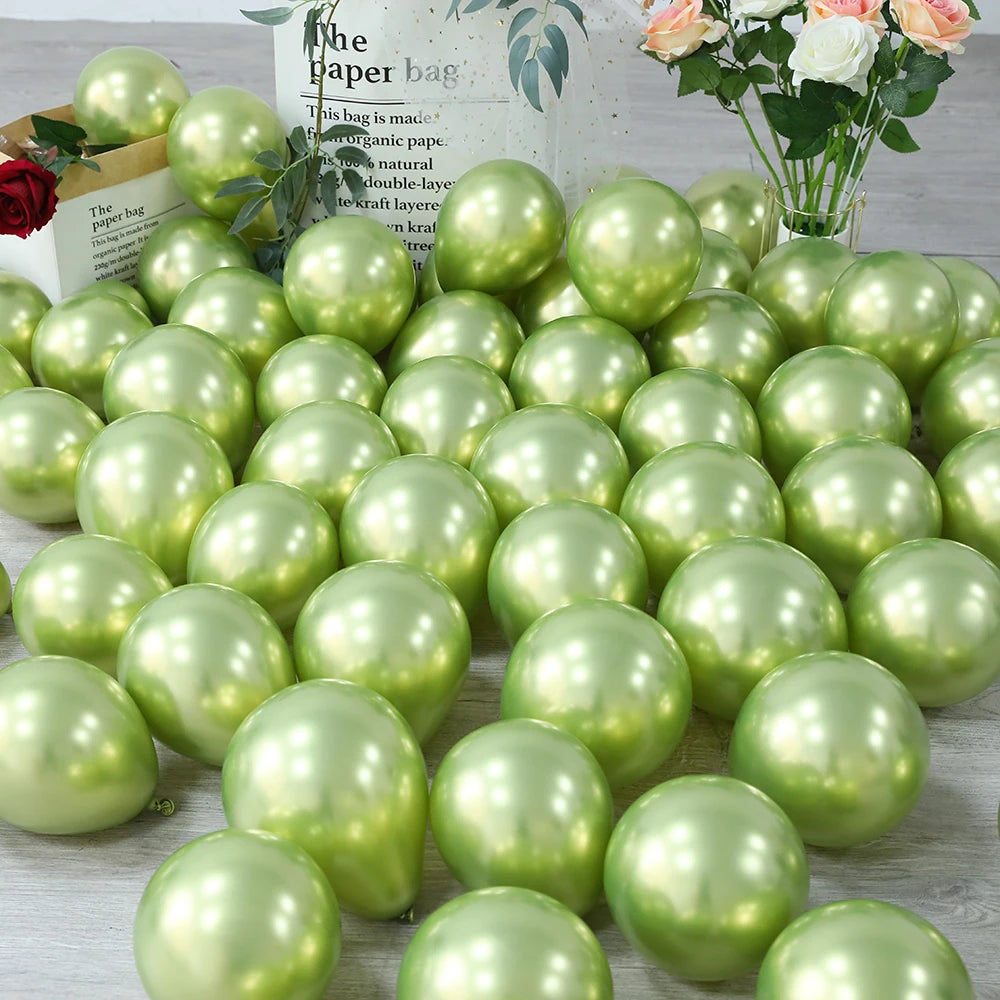 10Pcs 20pcs 5inch Gold Silver Purple Green Blue Metal Balloon Wedding Balloons Happy Birthday Latex Metal Chrome Ballon Decor