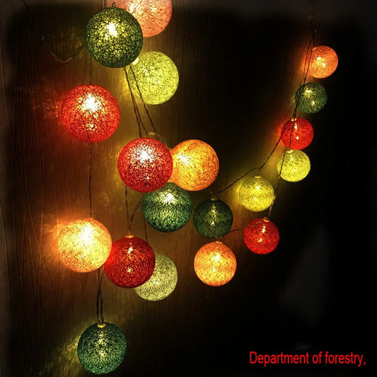2M/3M LED Cotton Ball Light Chain Night Lights Garland Lights string Christmas Xmas Kids Bedroom Halloween Outdoor Lights