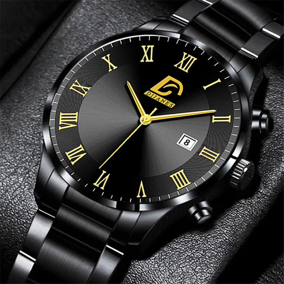 2023 Fashion Mens Gold Stainless Steel Watches Luxury Minimalist Quartz Wrist Watch Men Business Casual Watch relogio masculino