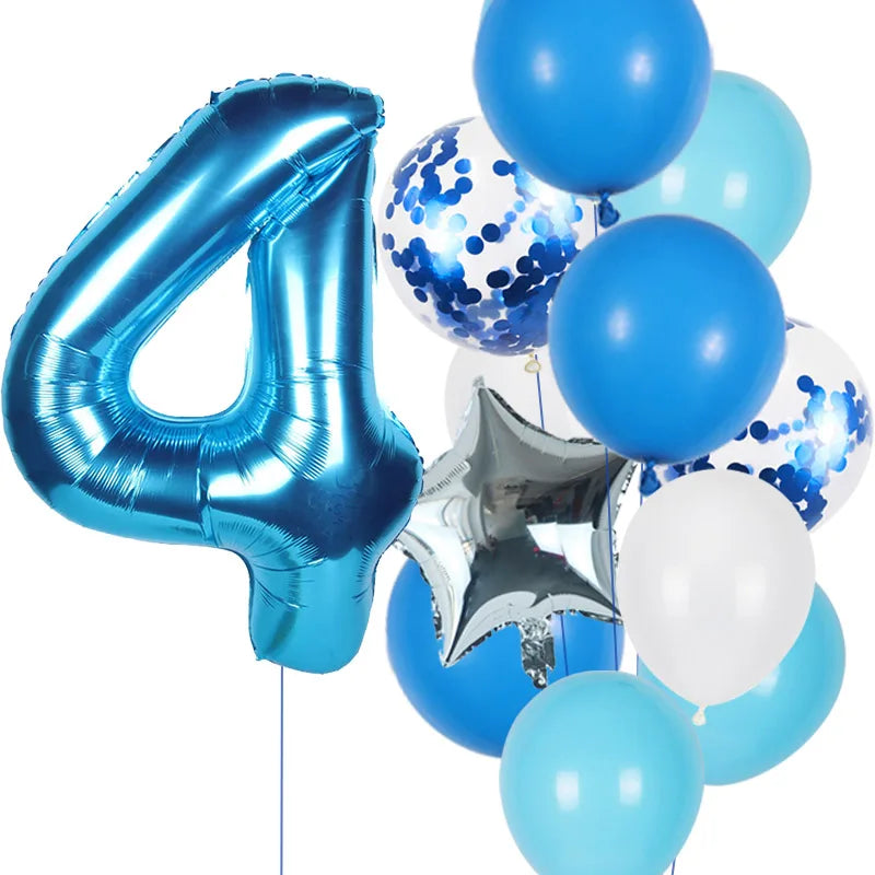 12pcs First Birthday Girl Boy Party Balloons Pink Number Baloon Birthday Decoration Kids 1 2 3 4 5 6 7 8 9 Years Party Supplies