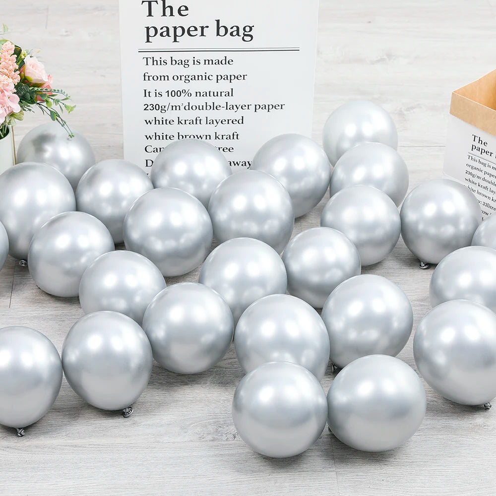 10Pcs 20pcs 5inch Gold Silver Purple Green Blue Metal Balloon Wedding Balloons Happy Birthday Latex Metal Chrome Ballon Decor