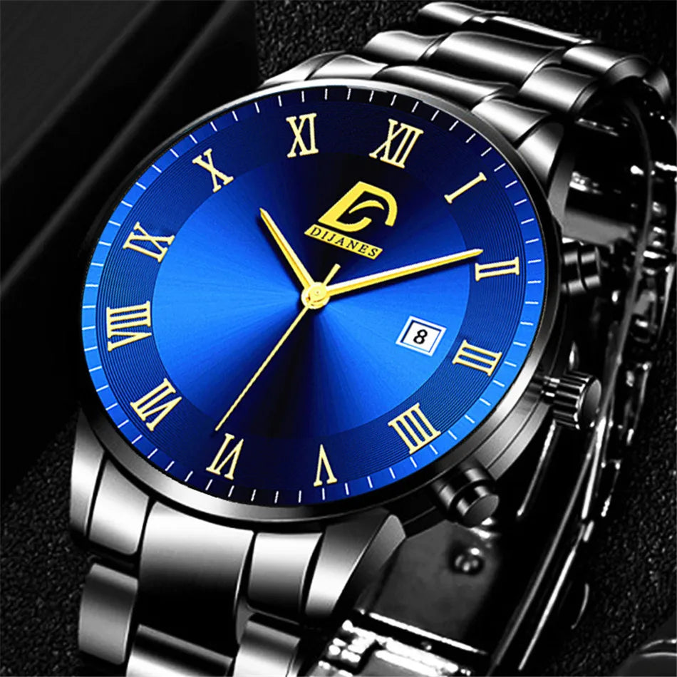 2023 Fashion Mens Gold Stainless Steel Watches Luxury Minimalist Quartz Wrist Watch Men Business Casual Watch relogio masculino