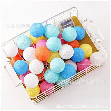 2M/3M LED Cotton Ball Light Chain Night Lights Garland Lights string Christmas Xmas Kids Bedroom Halloween Outdoor Lights