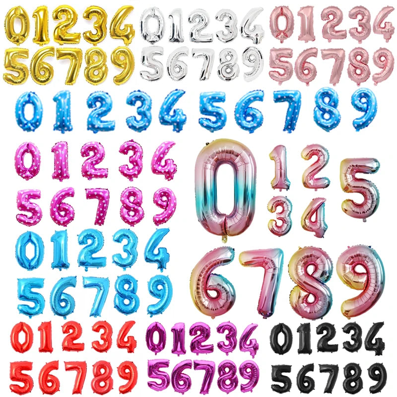 16 32 Inch Foil Number Balloons Wedding Happy Birthday Party Decorations Rose Gold Digital Globos Balloon Baby Shower Supplies