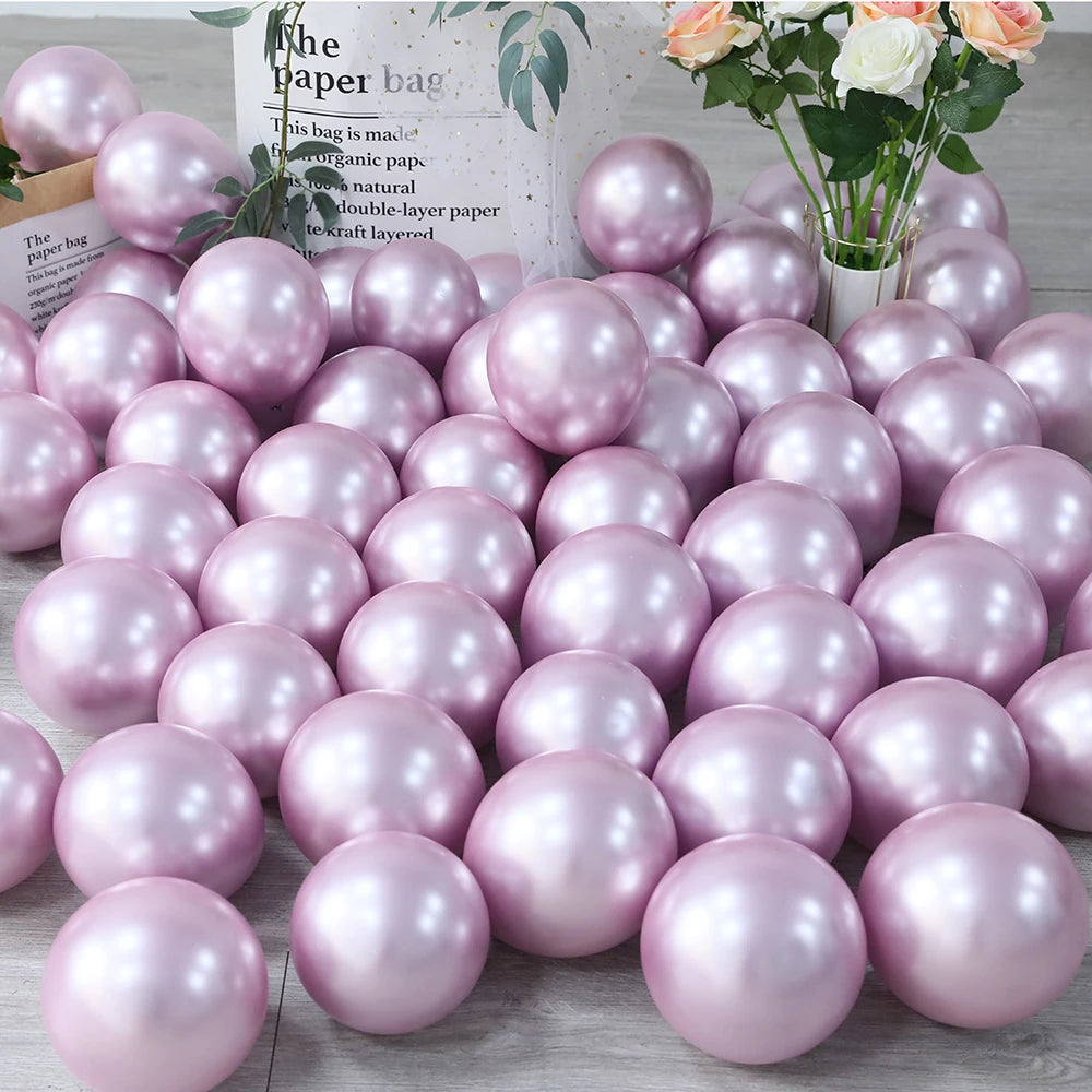 10Pcs 20pcs 5inch Gold Silver Purple Green Blue Metal Balloon Wedding Balloons Happy Birthday Latex Metal Chrome Ballon Decor