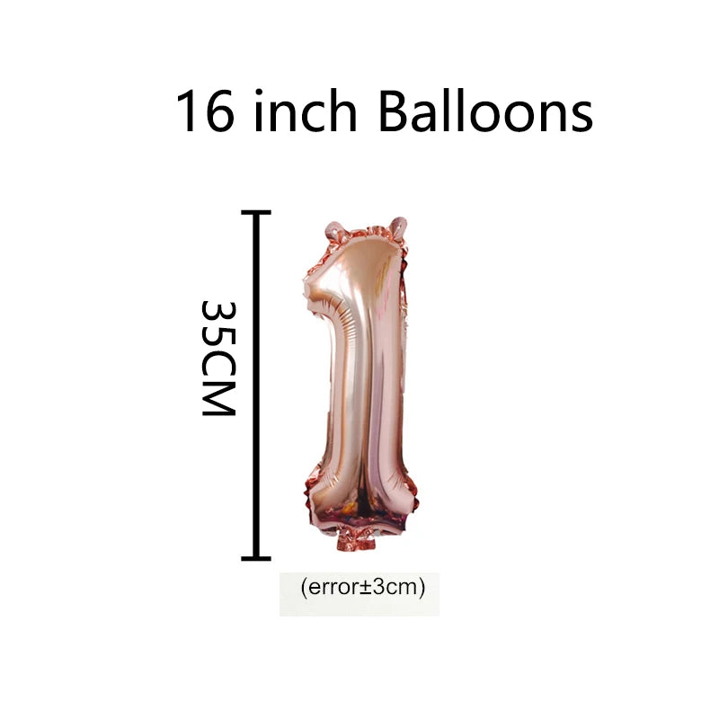 16 32 Inch Foil Number Balloons Wedding Happy Birthday Party Decorations Rose Gold Digital Globos Balloon Baby Shower Supplies