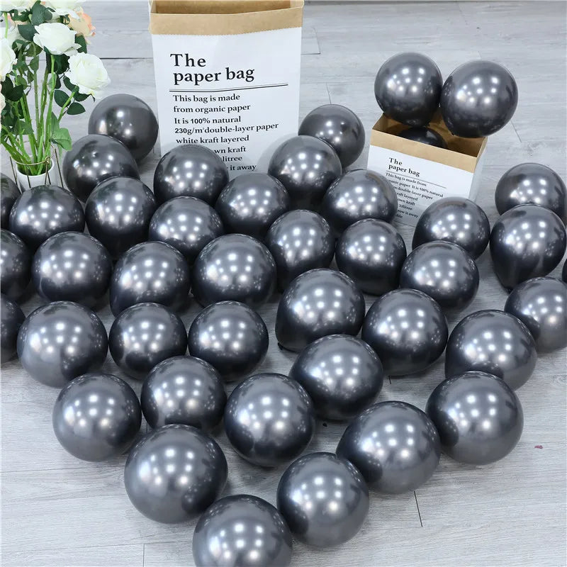10Pcs 20pcs 5inch Gold Silver Purple Green Blue Metal Balloon Wedding Balloons Happy Birthday Latex Metal Chrome Ballon Decor