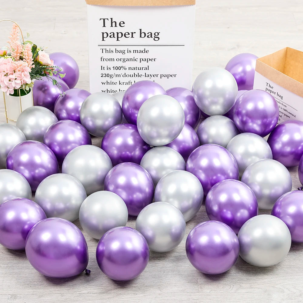 10Pcs 20pcs 5inch Gold Silver Purple Green Blue Metal Balloon Wedding Balloons Happy Birthday Latex Metal Chrome Ballon Decor