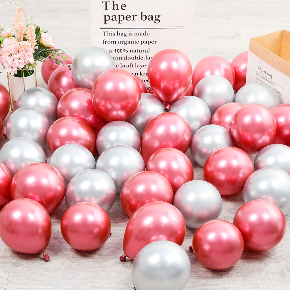 10Pcs 20pcs 5inch Gold Silver Purple Green Blue Metal Balloon Wedding Balloons Happy Birthday Latex Metal Chrome Ballon Decor