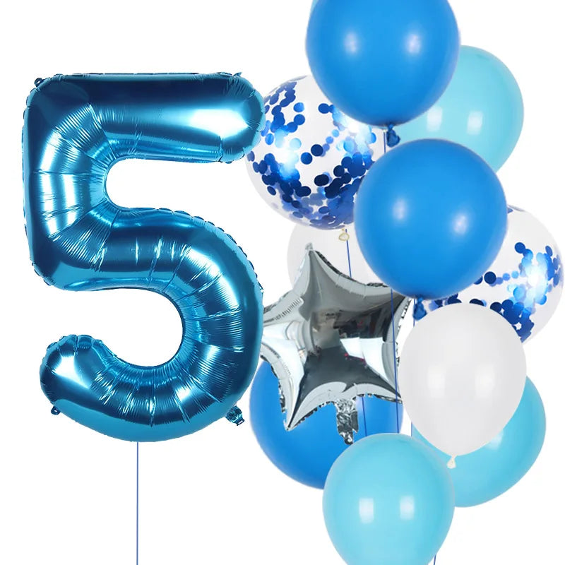 12pcs First Birthday Girl Boy Party Balloons Pink Number Baloon Birthday Decoration Kids 1 2 3 4 5 6 7 8 9 Years Party Supplies