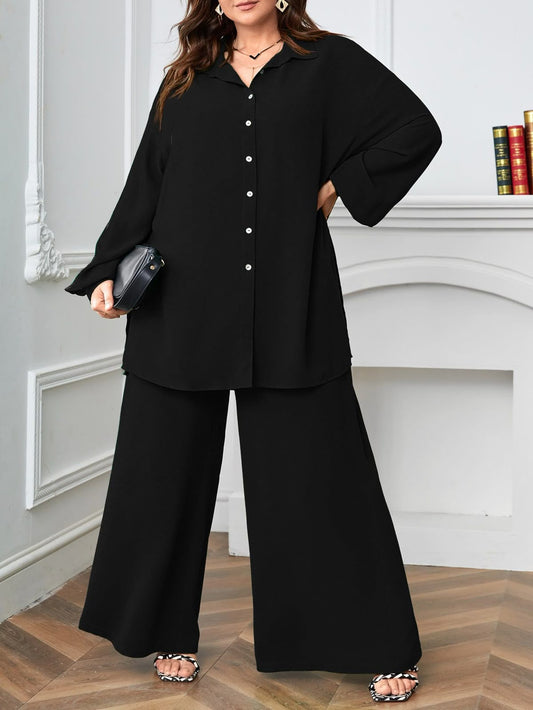 Classic All-Black Shirt and Trouser Set