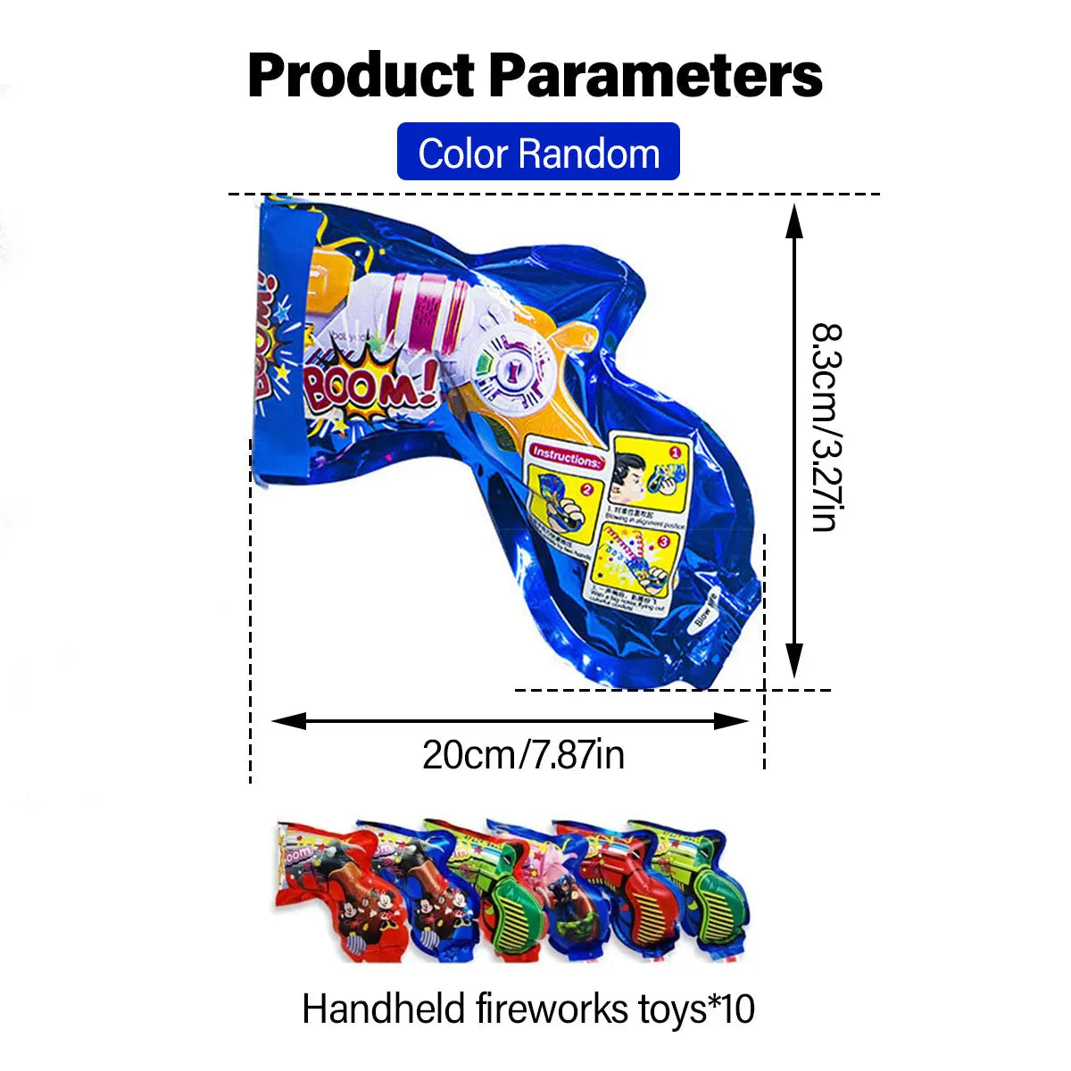 10/20/30/40Pcs Handheld Confetti Multicolor Inflatable Confetti Supply Party Popper Props for Birthday Graduation Party Props