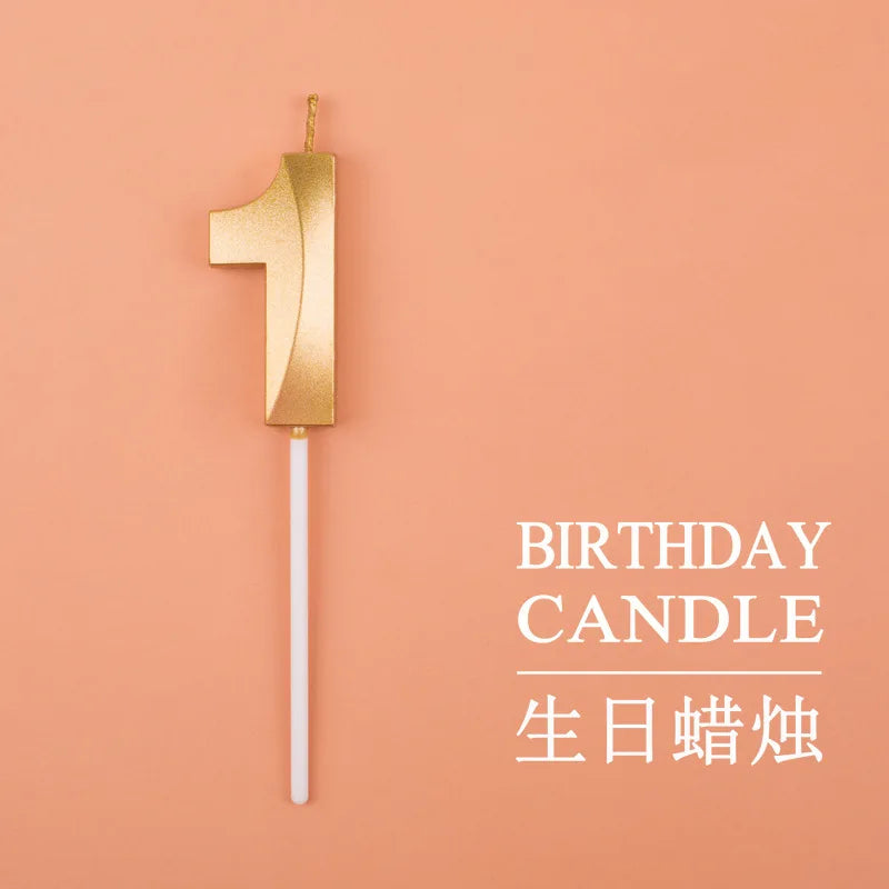 Birthday Digital Cake Candle Opera House Candles Golden Pink Blue Diamond Number Birthday Party Candles Creative Decoration