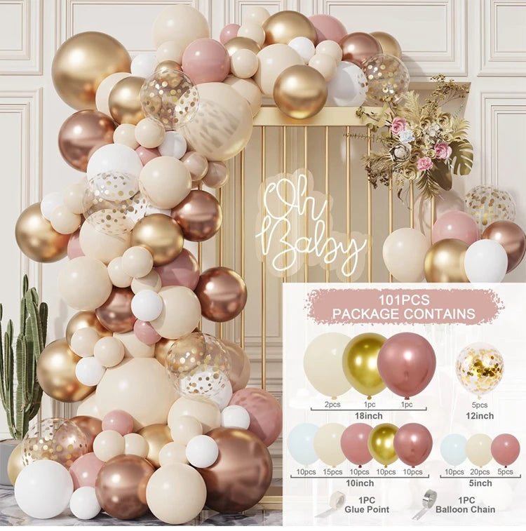 Tender Pink Gold Balloon Garland Arch Kit Wedding Birthday Party Decoration Adult Kids Baby Shower Decor Ballon Wedding Supplies