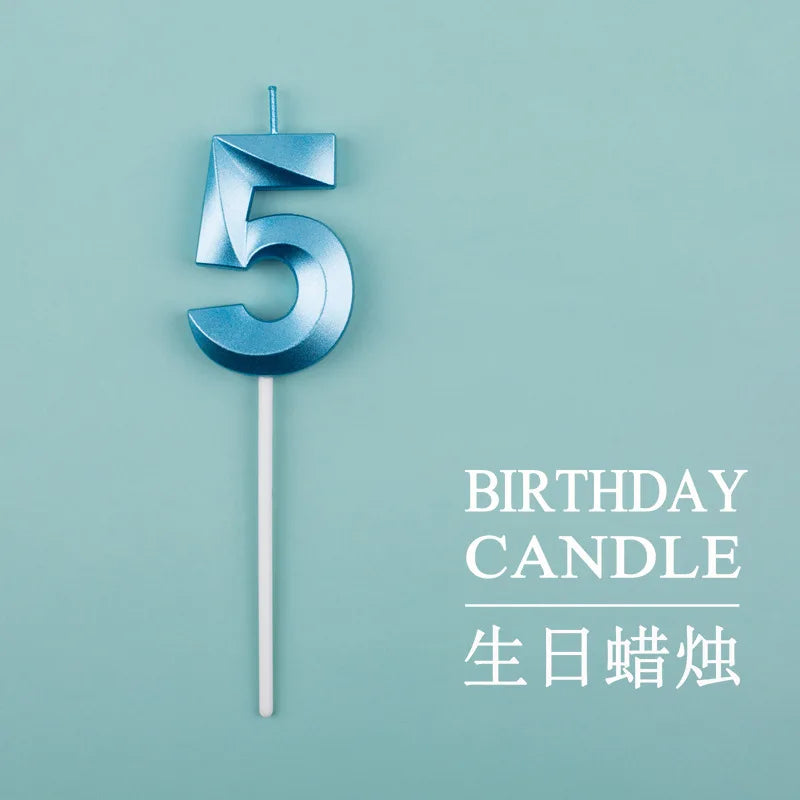 Birthday Digital Cake Candle Opera House Candles Golden Pink Blue Diamond Number Birthday Party Candles Creative Decoration