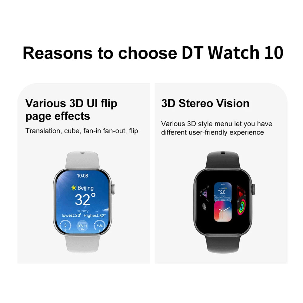 DT Smart Watch X 10th AMOLED Men Women Sport Watch USB Mode Photo Album Local Music NFC Compass Smartwatch for Android IOS 2024