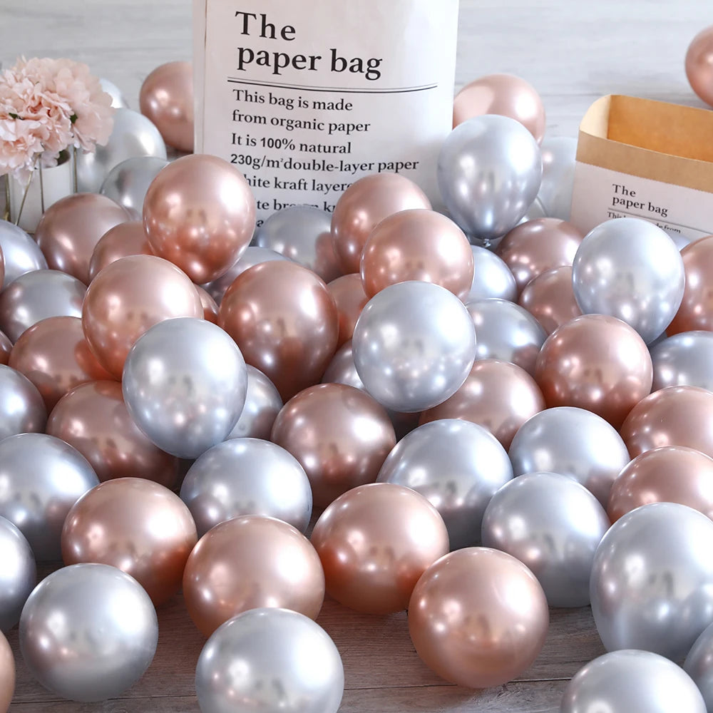 10Pcs 20pcs 5inch Gold Silver Purple Green Blue Metal Balloon Wedding Balloons Happy Birthday Latex Metal Chrome Ballon Decor