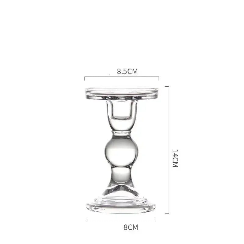 1pc 3.46 / 4.52 / 5.51inch Glass Candle Holders for Pillar Candle and Taper Candle Wedding Decoration Candlestick Set Home Decor