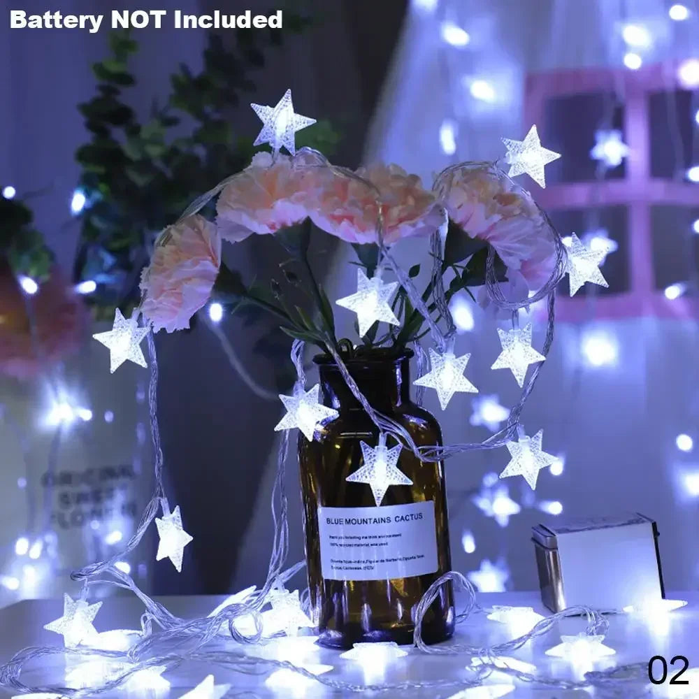 1.5m/3m LED Star String Lights Christmas Garland Battery USB Powered Wedding Party Curtain String Fairy Lamps For Home