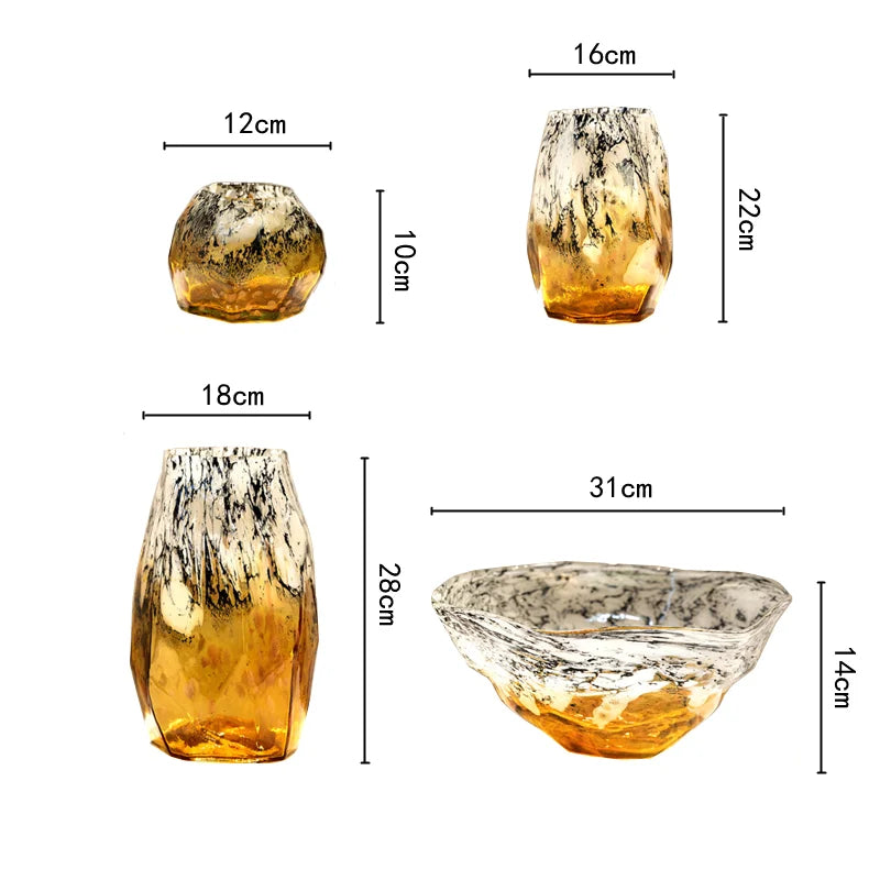Glass Vase Irregular Gradients Speckled Black Glass Bottle Fruit Bowl Desktop Organization Organization Terrarium Vases Pots